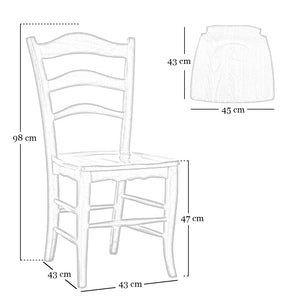 Sedia in legno massello montanara noce scuro con seduta in legno set da 6