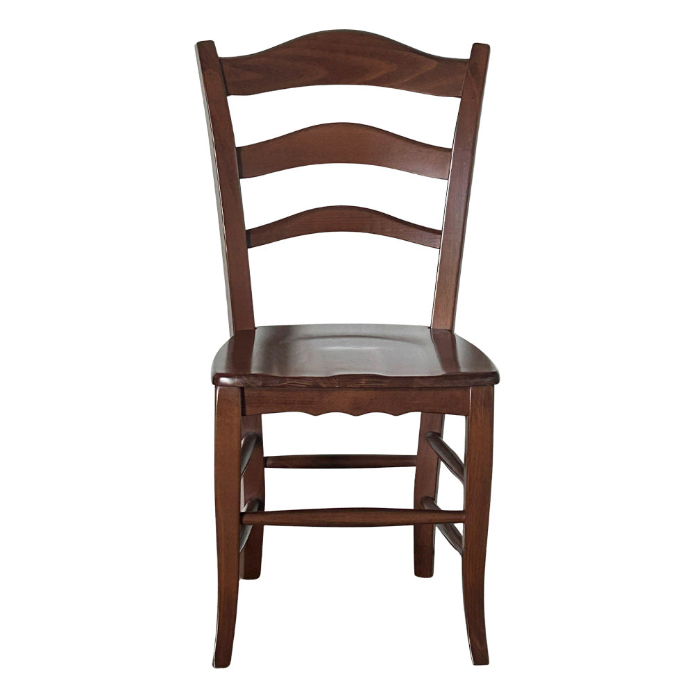 Sedia in legno massello montanara noce scuro con seduta in legno set da 6