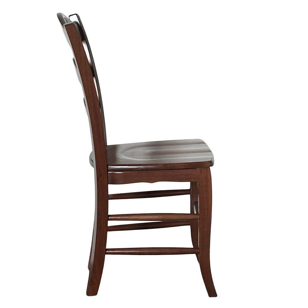 Sedia in legno massello montanara noce scuro con seduta in legno set da 6