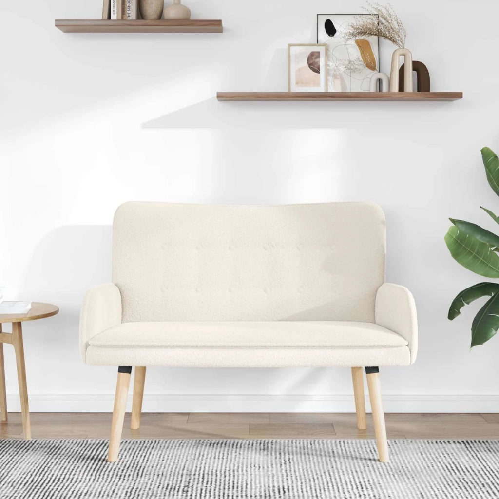 Divano a 2 Posti Crema 115 x 61 x 87 cm Bouclé 42028924