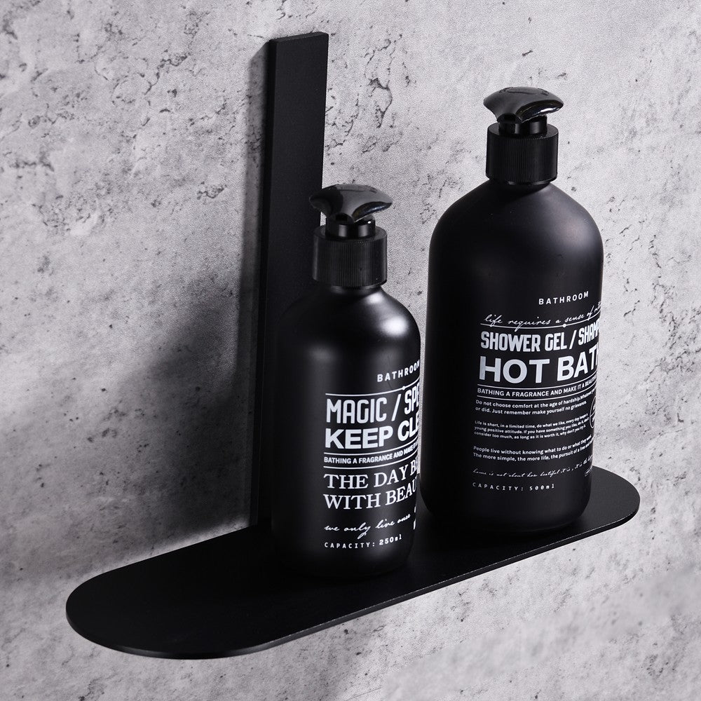 Mensola per bagno nera serie evolution - fissaggio con biadesivo o ad incollo