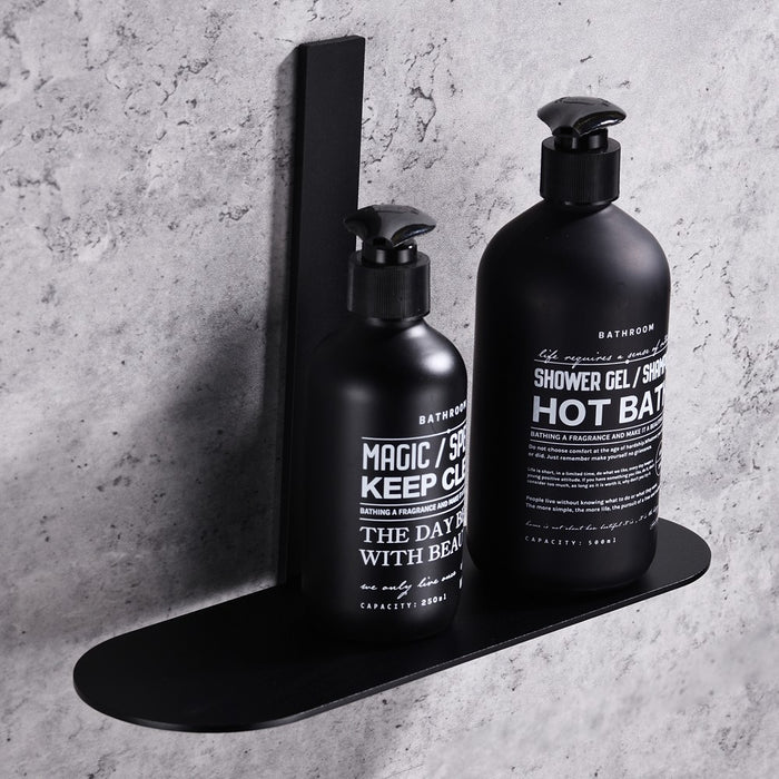 Mensola per bagno nera serie evolution - fissaggio con biadesivo o ad incollo