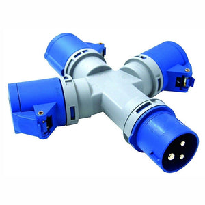 ADATTATTORE CON 3 PRESE CCE 220V IP44 CON SPINA CC