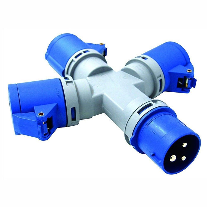 ADATTATTORE CON 3 PRESE CCE 220V IP44 CON SPINA CC