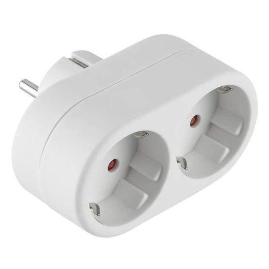 ADATTORE DOPPIO FRONTALE SCHUKO 16A BIANCO
