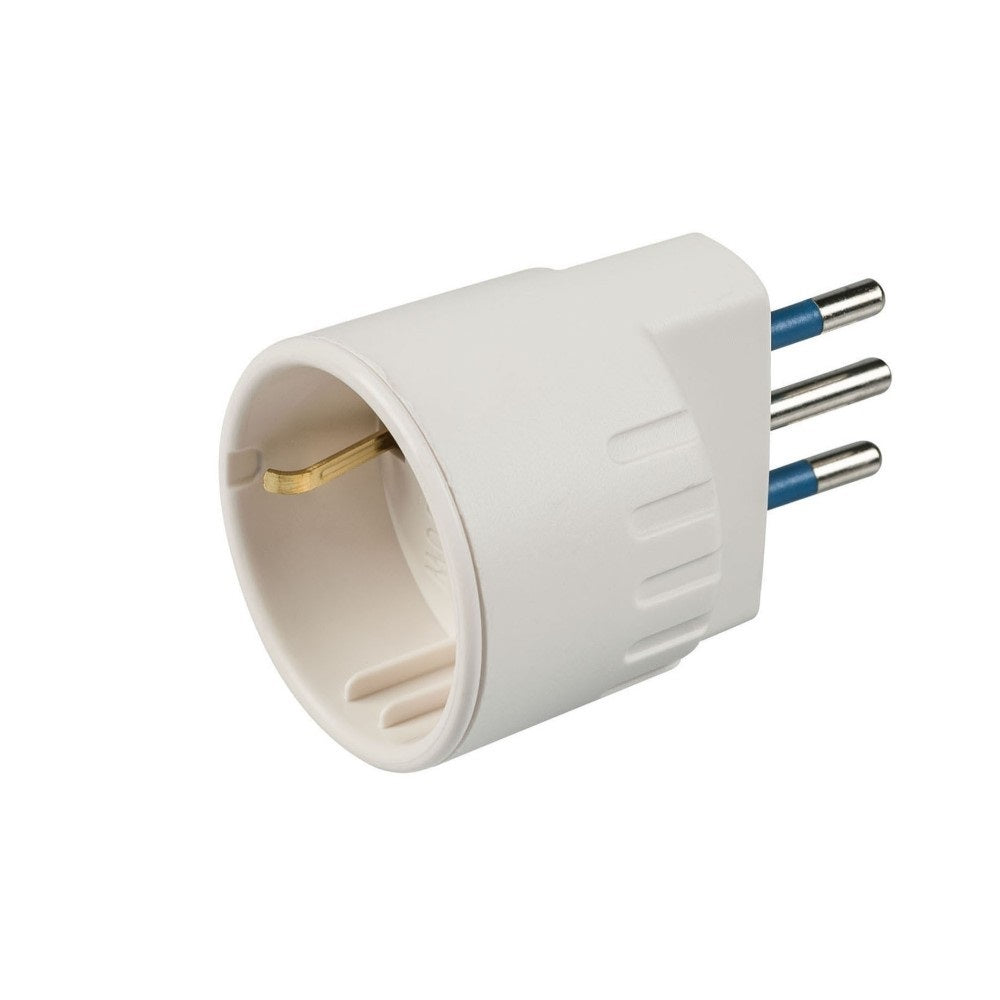 ADATTATORE SCHUKO 10A BIANCO CON PRESA 10/16A