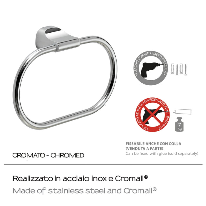 ANELLO PORTASALVIETTE STELVIO 21XH13CM CROMO.