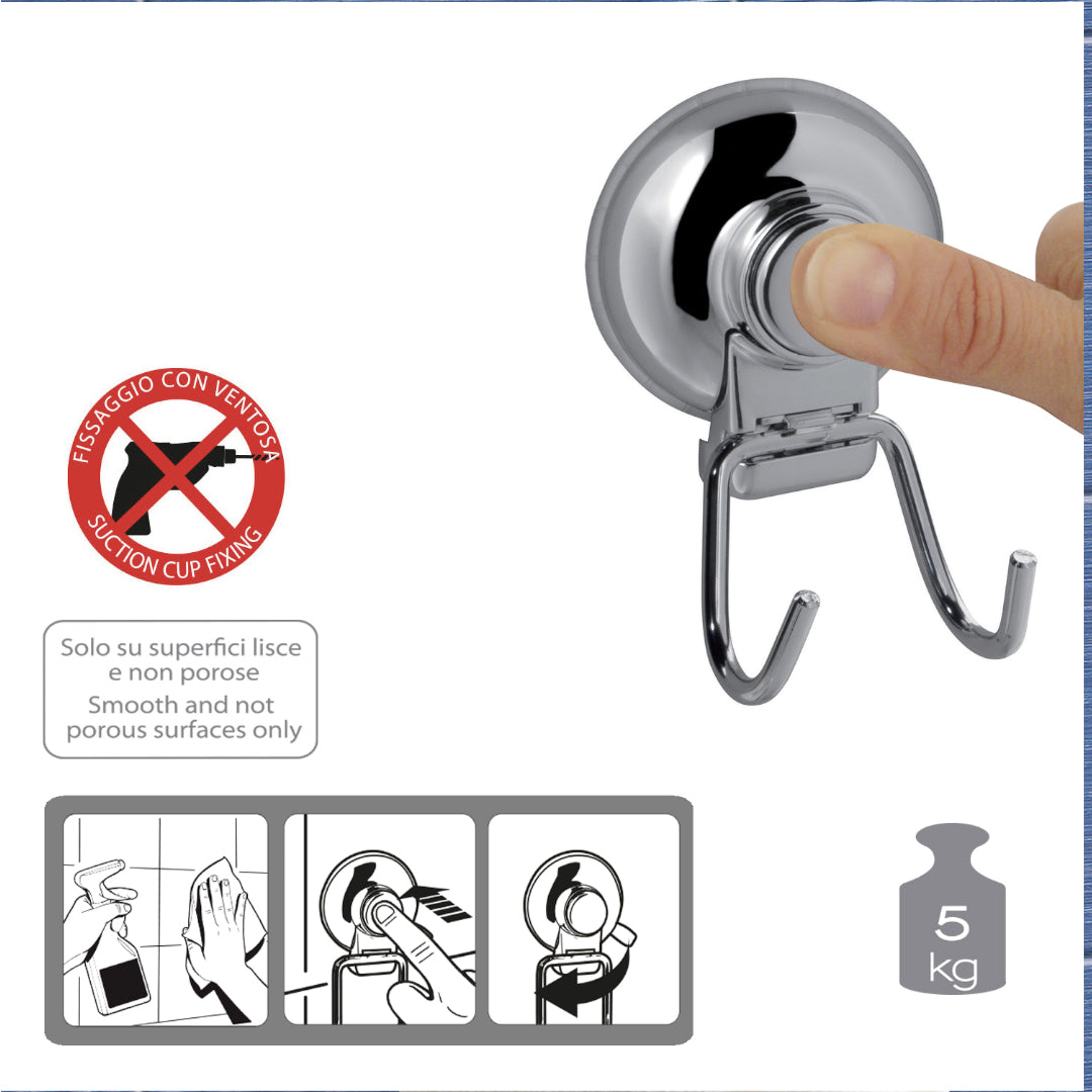 APPENDIABITI DOPPIO HOT VENTOSA 7XH11CM CROMO.