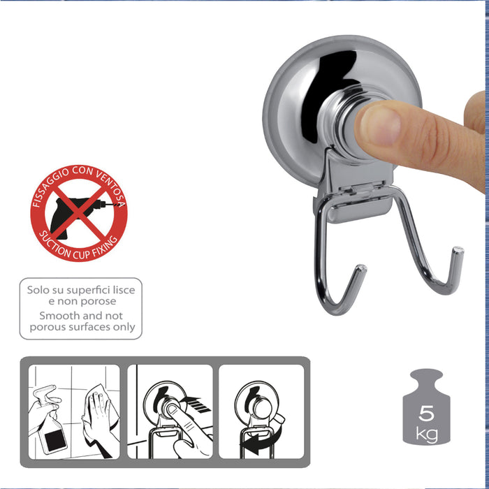 APPENDIABITI DOPPIO HOT VENTOSA 7XH11CM CROMO.