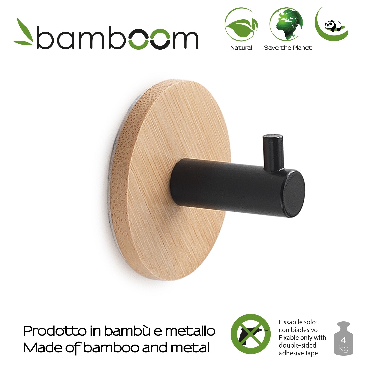 APPENDIABITI TONDO JUNCOS D.5X4CM BAMBU/NERO