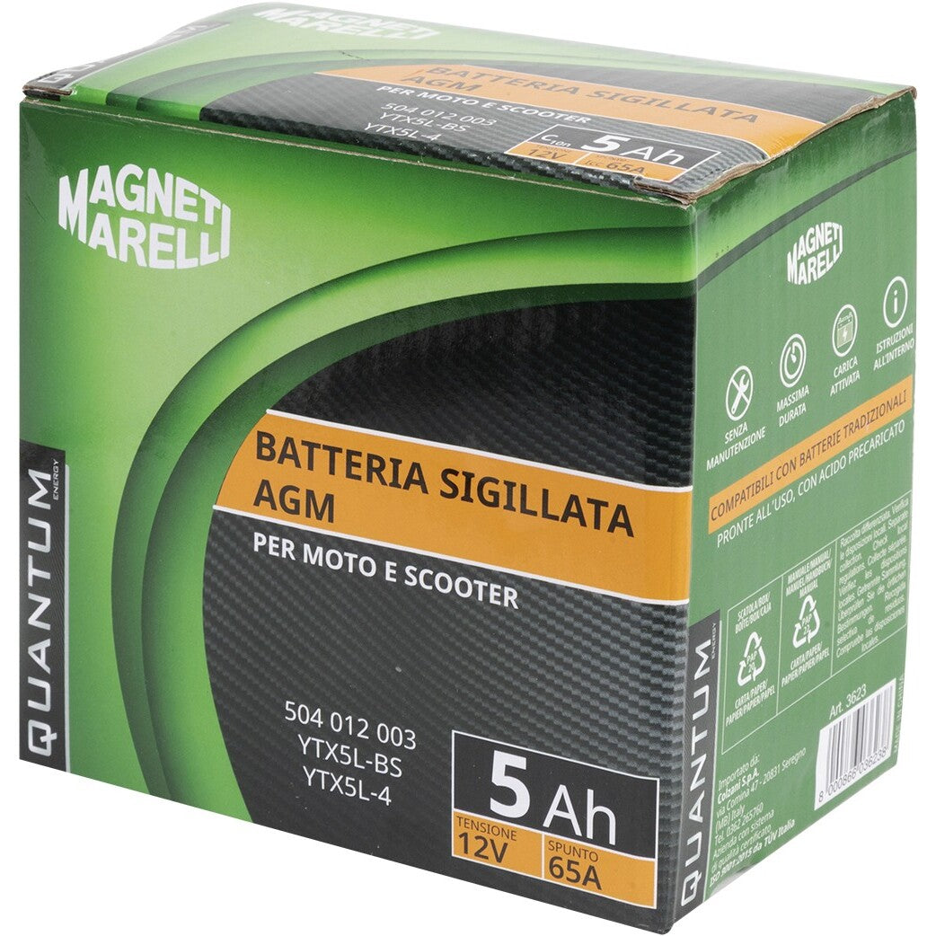 BATTERIA MOTO QUANTUM 5AH AGM-CCA 65A DX