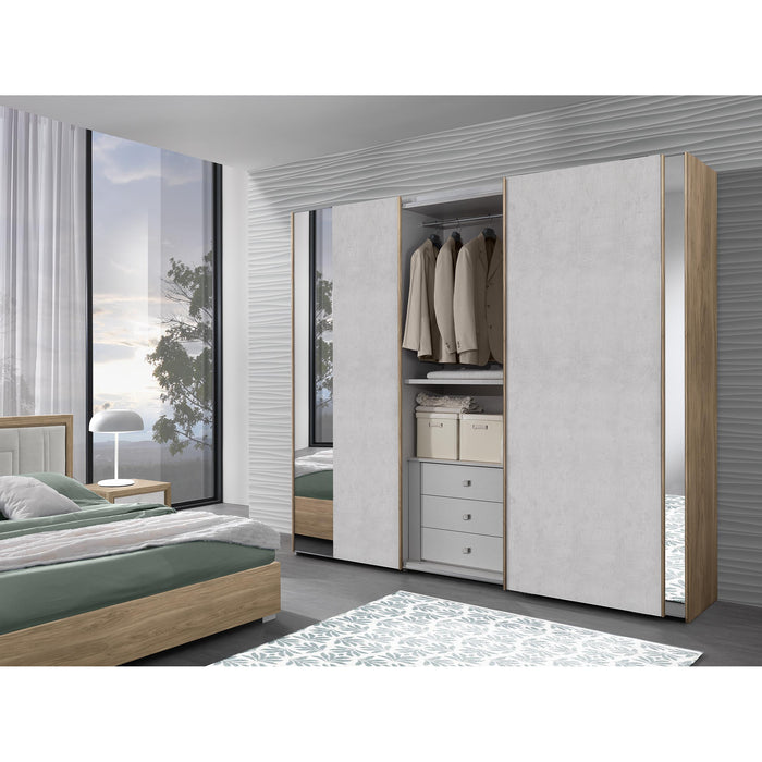 CAMERA DA LETTO ARMONY NOCE / CEMENTO CON ARMADIO