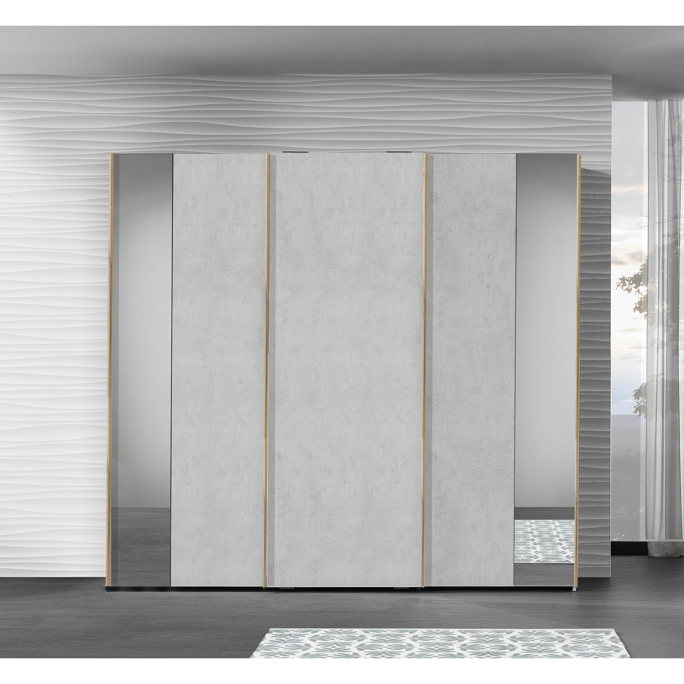 CAMERA DA LETTO ARMONY NOCE / CEMENTO CON ARMADIO