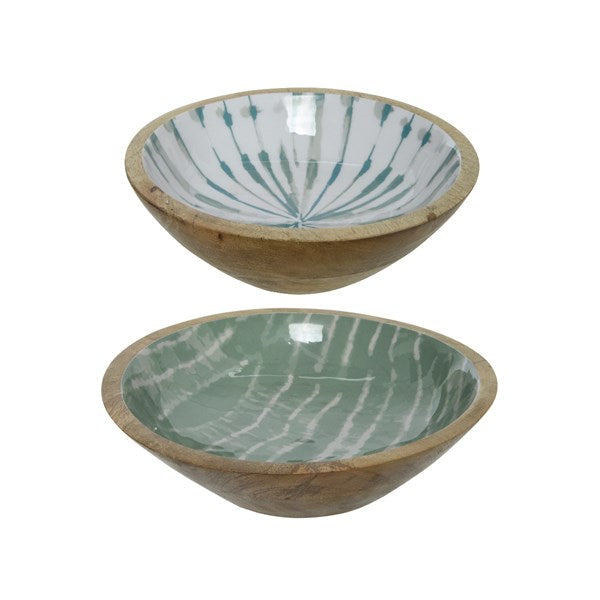 CIOTOLA DECORATIVA IN LEGNO D.20XH7CM BIANCO / AZZ