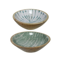 CIOTOLA DECORATIVA IN LEGNO D.25XH7CM BIANCO / AZZ