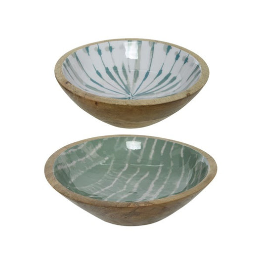 CIOTOLA DECORATIVA IN LEGNO D.25XH7CM BIANCO / AZZ