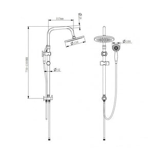 COLONNA DOCCIA REGOLABILE PAPETE CON DOCCETTA A 3