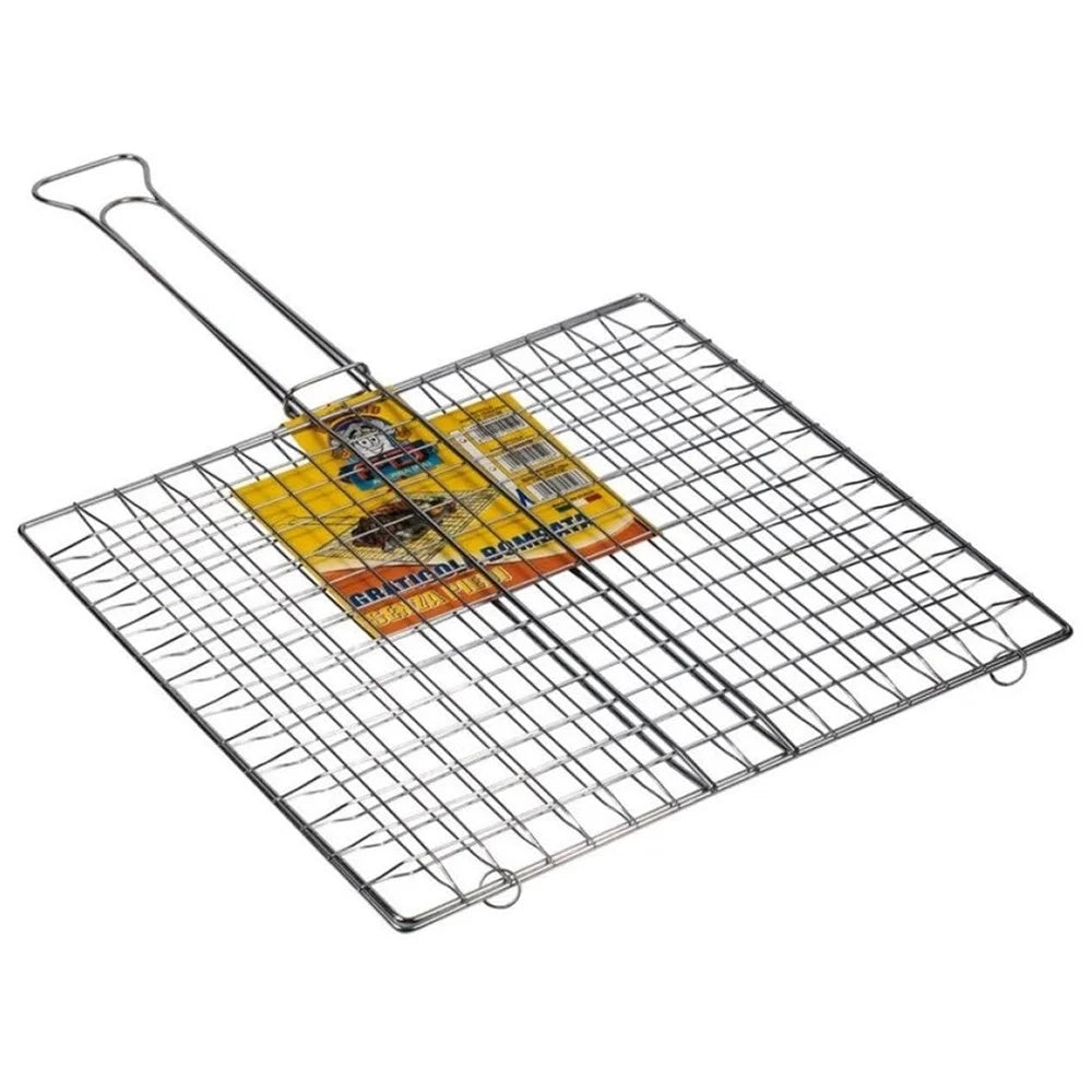 Trade Shop - Griglia Graticola Bombata Barbecue In Acciaio 27x37cm Senza Piedi Doppio Manico 005219a -