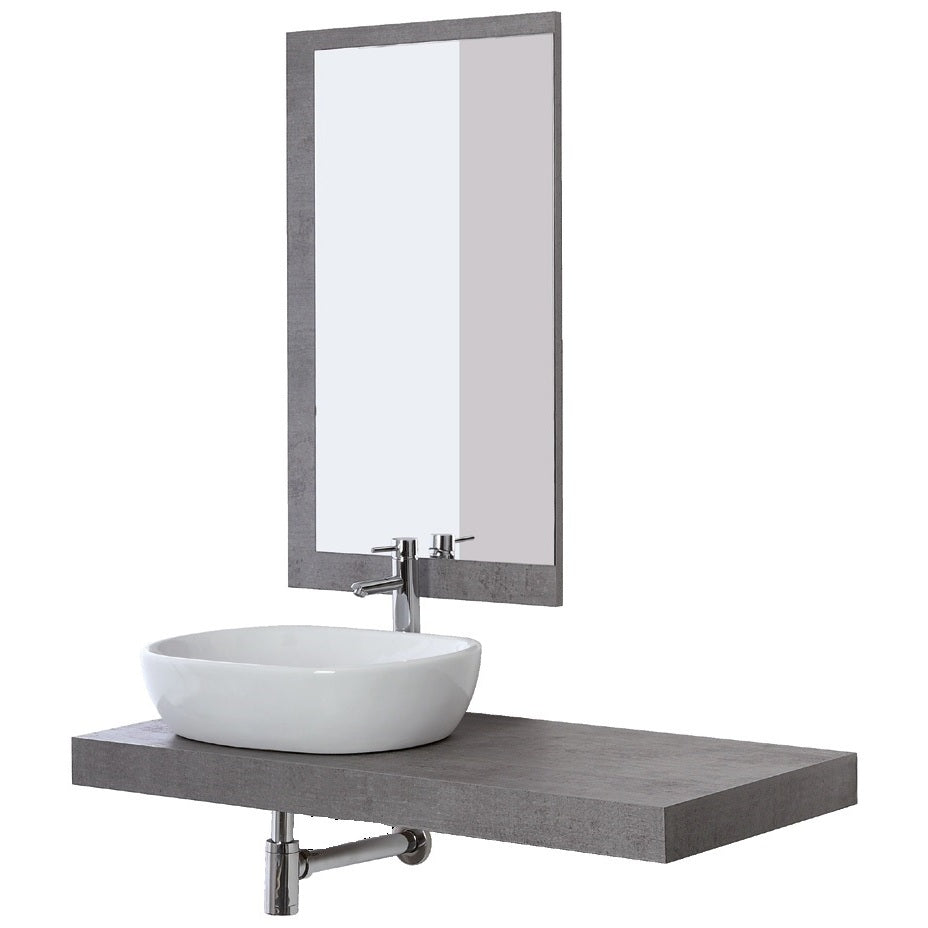 COMPOSIZIONE BAGNO CM.120X50 COLORE CEMENTO CON CIOTOLA IN CERAMICA DA CM.60