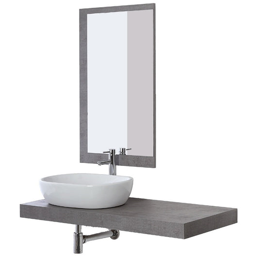 COMPOSIZIONE BAGNO CM.120X50 COLORE CEMENTO CON CIOTOLA IN CERAMICA DA CM.60