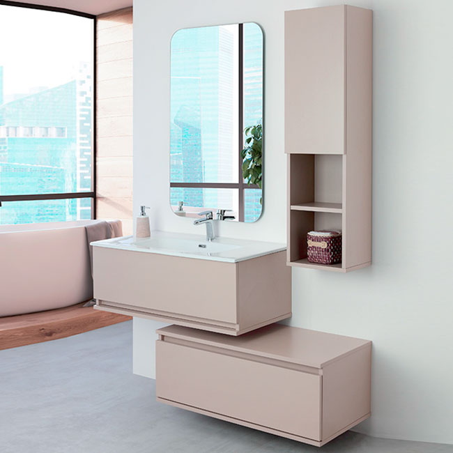 COMPOSIZIONE BAGNO PASTELLO 90X47CM TORTORA