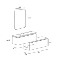 COMPOSIZIONE BAGNO PASTELLO 90X47CM TORTORA