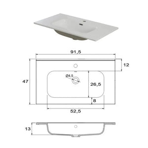 COMPOSIZIONE BAGNO PASTELLO 90X47CM TORTORA