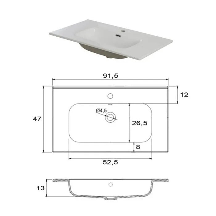COMPOSIZIONE BAGNO PASTELLO 90X47CM TORTORA