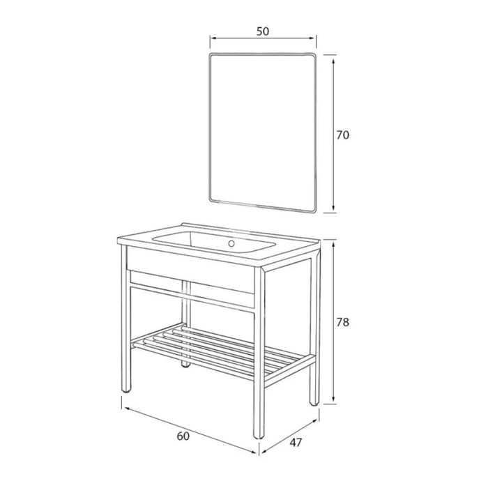 COMPOSIZIONE BAGNO INDUSTRIAL 60X47XH78CM NERA