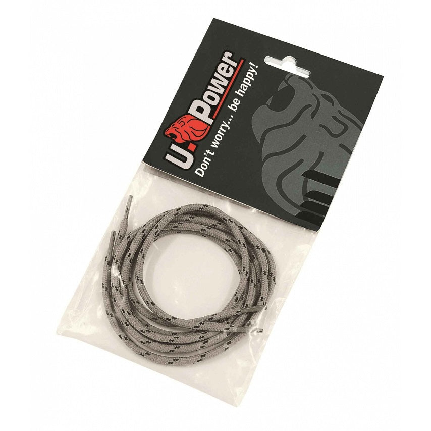 COPPIA DI LACCI 100CM GRIGI CON RICAMO NERO PER SC