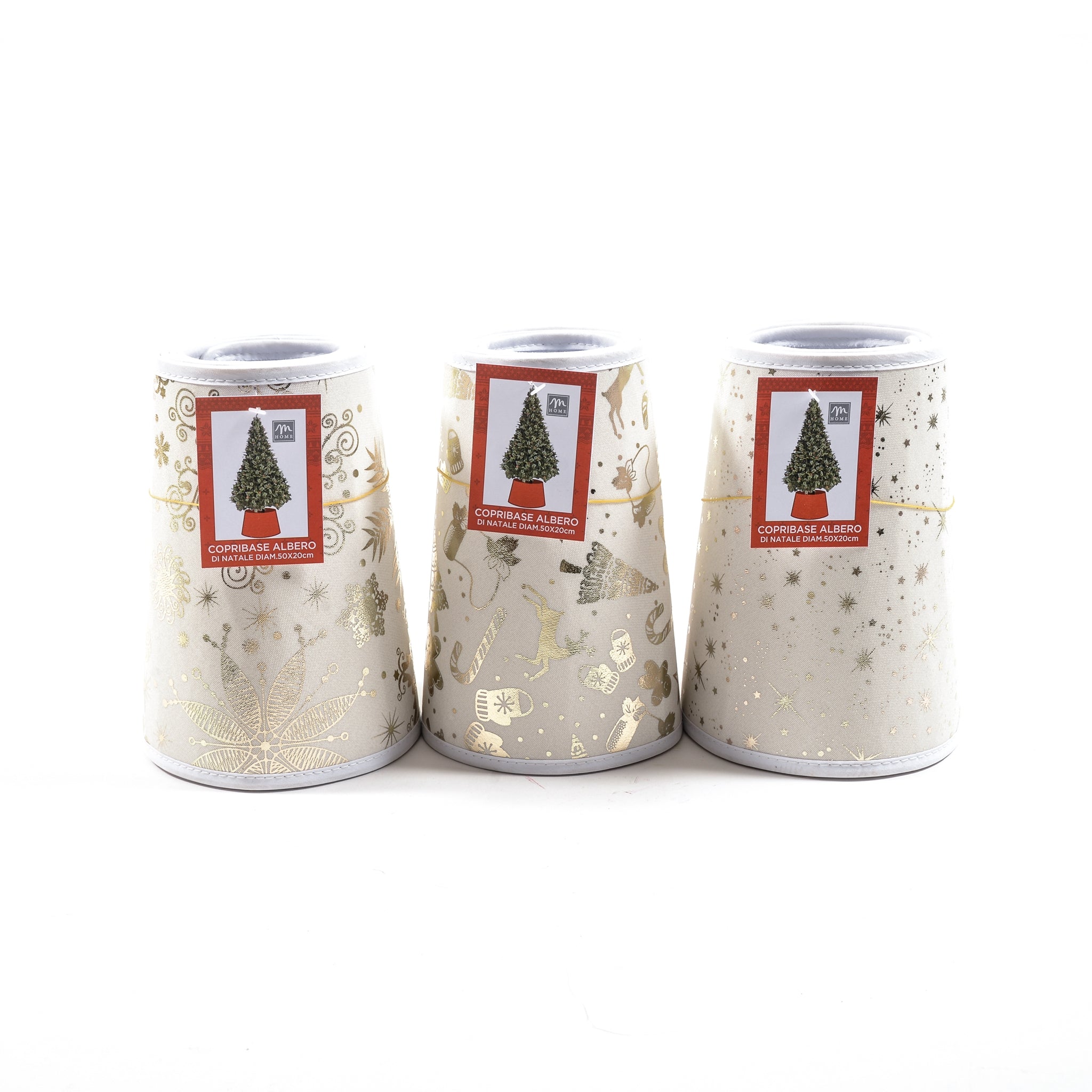 COPRIBASE ALBERO D.58CM BEIGE/ORO IN TESSUTO.