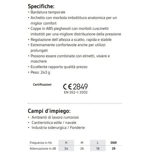 CUFFIA ANTIRUMORE C3 NERA PIEGHEVOLE ANATOMICA