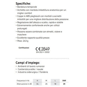 CUFFIA ANTIRUMORE C3 NERA PIEGHEVOLE ANATOMICA