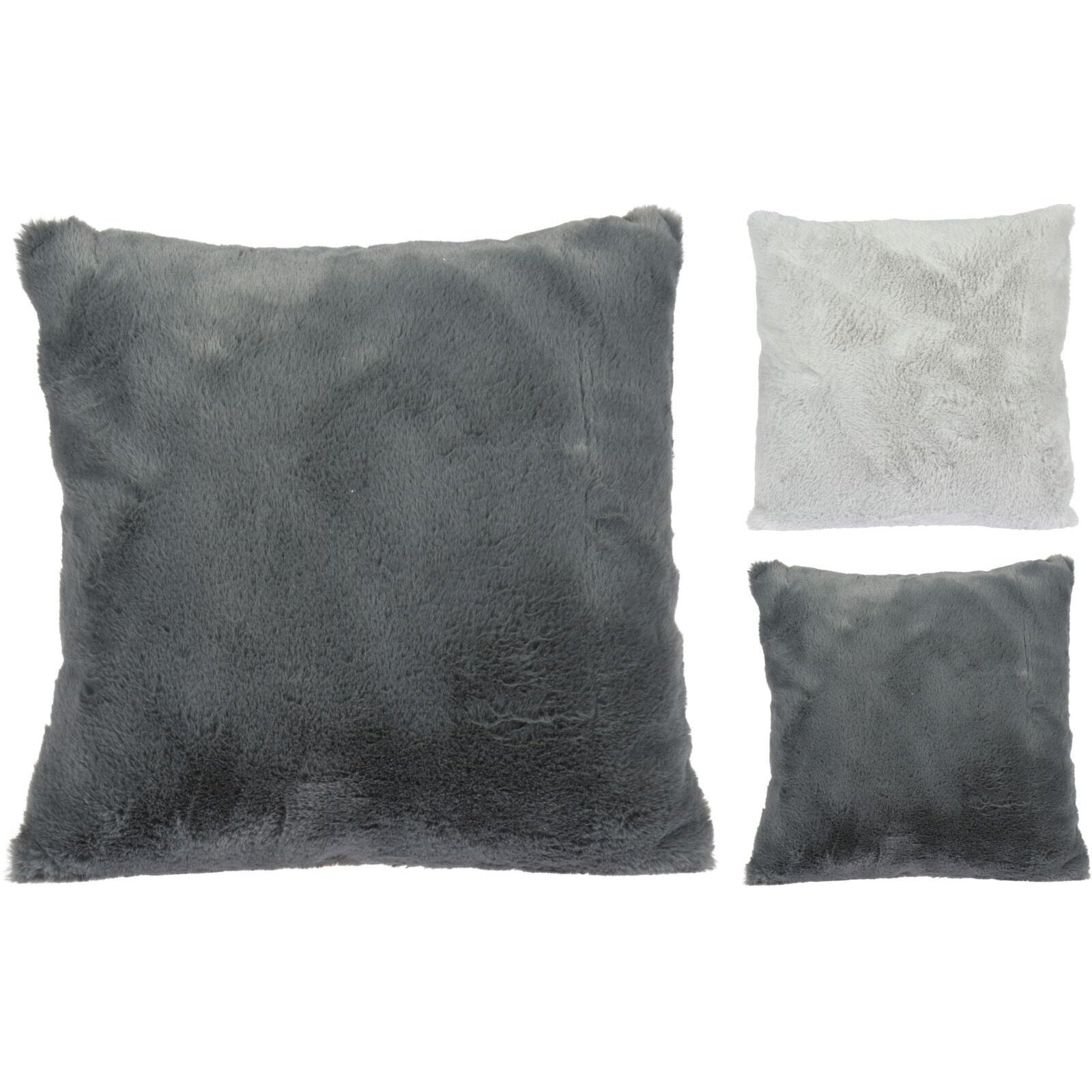 CUSCINO PELLICCIA 45X45CM BIANCO / GRIGIO