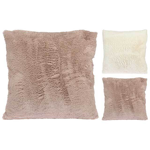CUSCINO PELLICCIA 45X45CM CREMA / ROSA