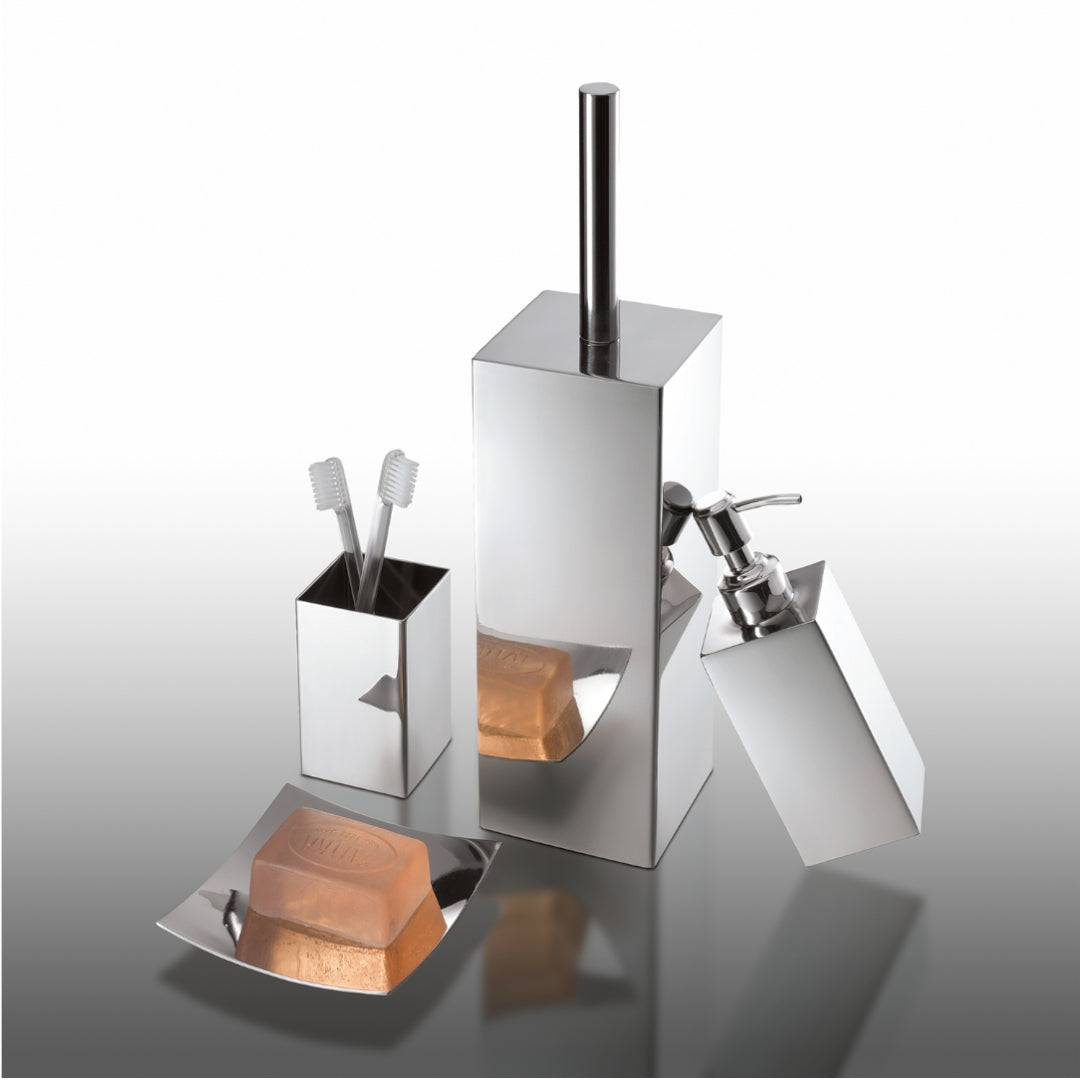 DISPENCER NEMESIA 6X6XH18CM INOX LUCIDO.