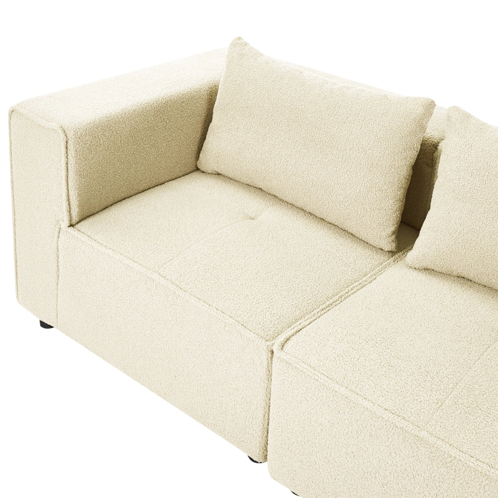 Divano modulare Boucle a 3 posti elementi angolari componibili Bianco sporco Stile moderno e minimalista