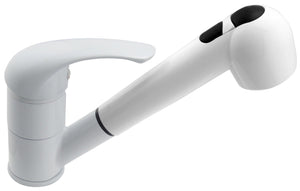 Rubinetto lavello monoforo con doccia estraibile bianco