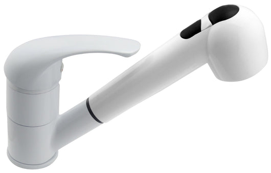 Rubinetto lavello monoforo con doccia estraibile bianco