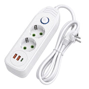 Multipresa Con Prolunga, 2 Prese + 2 Porte Usb-a + Usb-c Jnh024-3b White