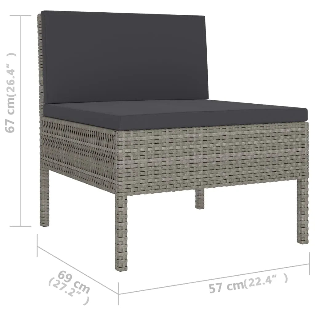 Set Divani da Giardino 6 pz con Cuscini in Polyrattan Grigio cod mxl 37816