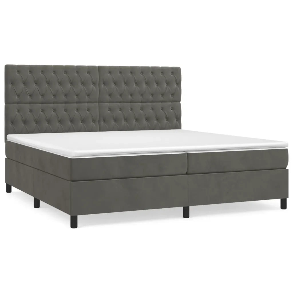 Giroletto a Molle con Materasso Grigio Scuro 200x200 cm Velluto 3143224