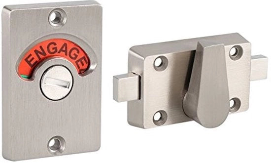 Pannello di Sicurezza Premium in Acciaio Inossidabile per Porta Interna - Pannello di Sicurezza per Porta Interna con Blocco e Indicatore - Installazione Facile - Adatto per Bagni - Pannello di Sicurezza per Bagni con Blocco