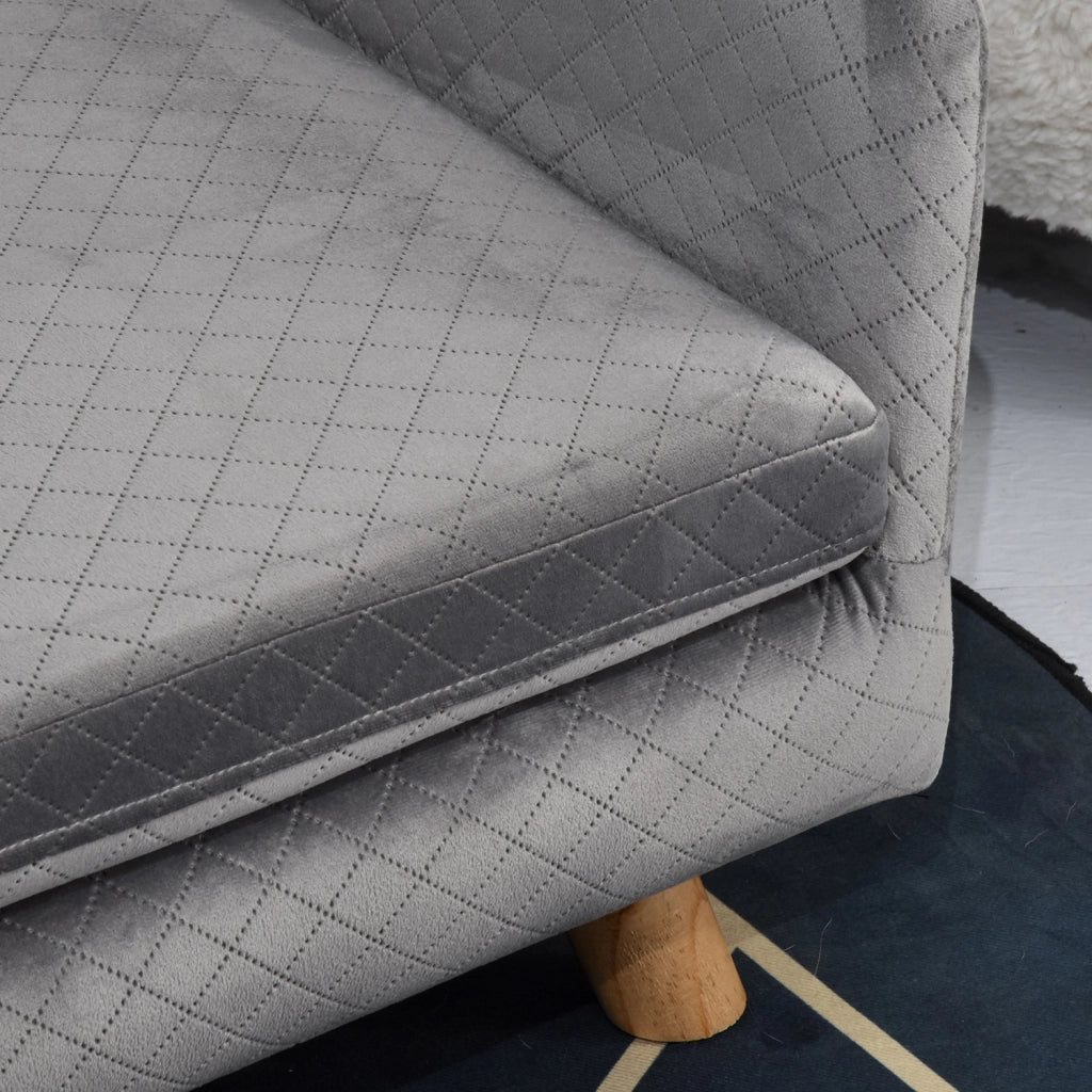 Letto per Cani e Gatti Imbottito in Velluto con Cuscino e Gambe in Legno ¨C zephmum ¨C Grigio Scuro 64x45x36 cm