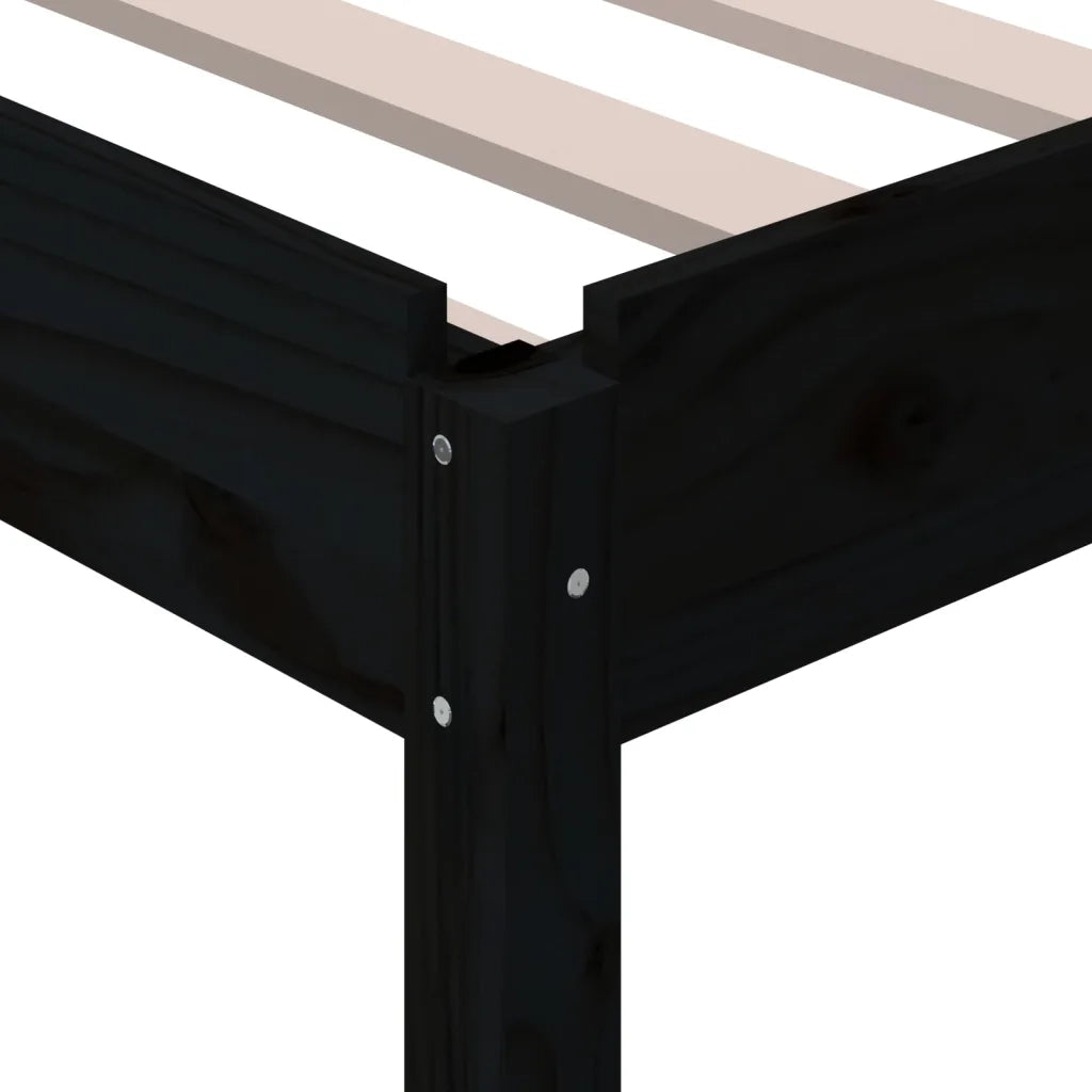 Letto singolo | Letto per adulti | Letto Impilabile Nero 75x190 cm in Legno Massello di Pino