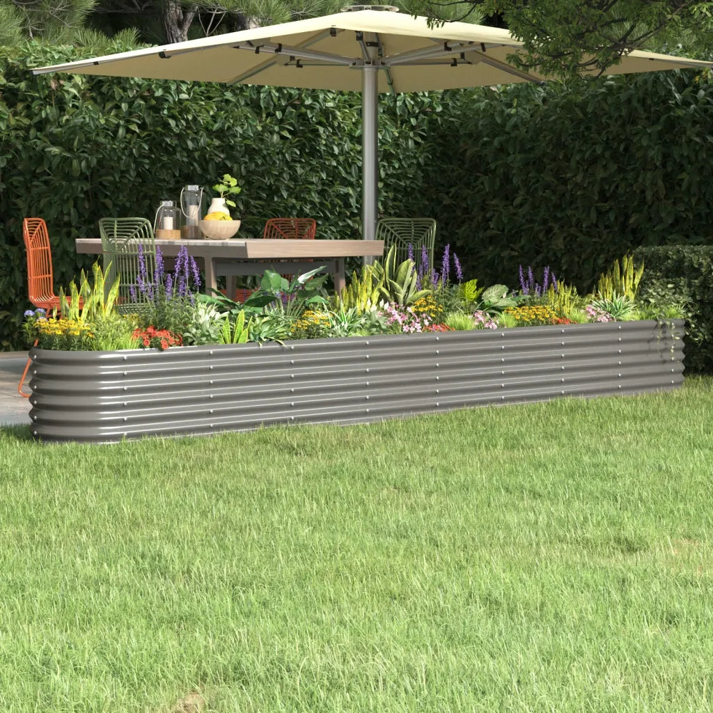 Fioriere | Cassetta per fiori | Letto Giardino Acciaio Zincato 332x40x36 cm Grigio