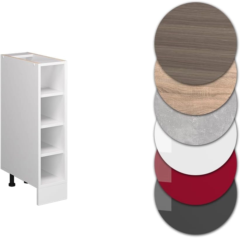 Scaffale da cucina R-Line, Bianco, 20 cm senza piano di lavoro, per la libera combinazione all'interno di sistemi cucina modulari