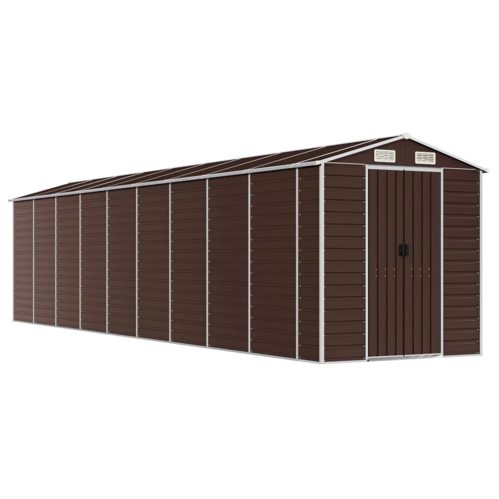 Casetta da giardino cabina ripostiglio casetta da esterno robusta casetta per attrezzi 191 x 810 x 198 cm acciaio zincato marrone 02_0022276