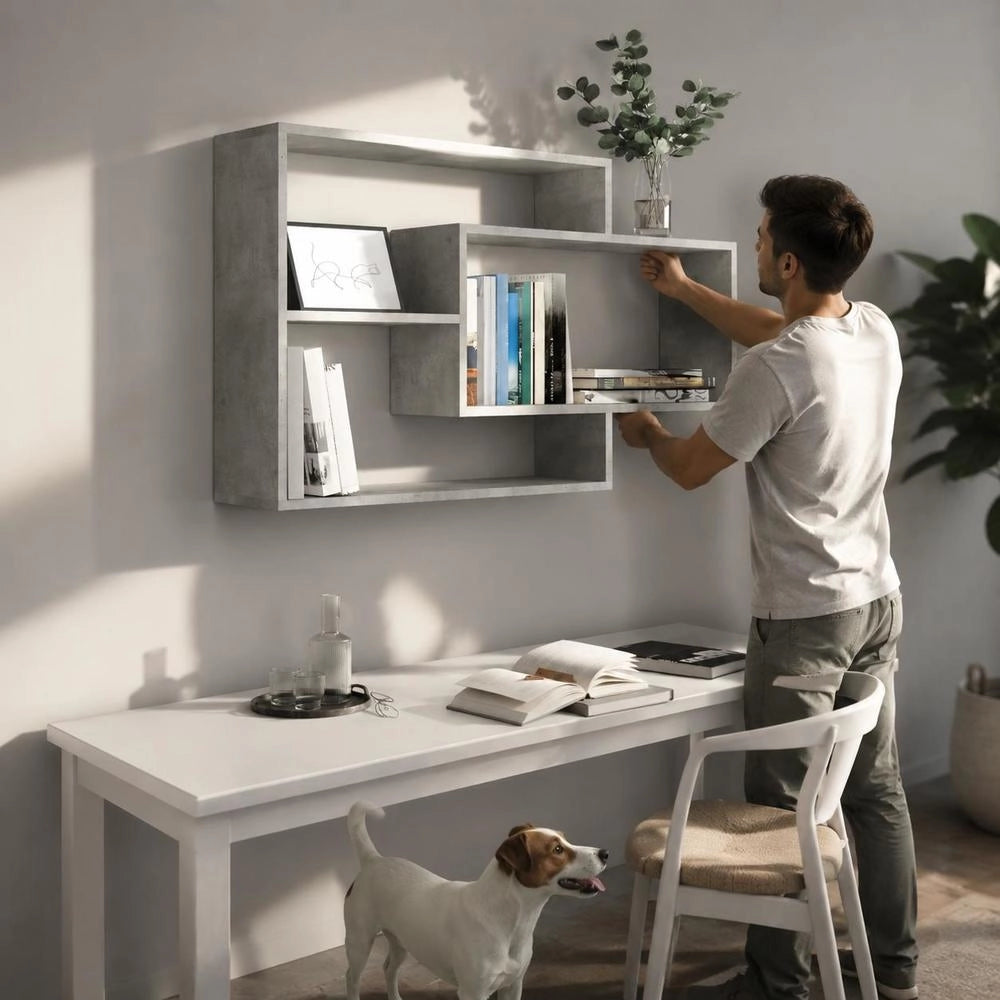 Wall Shelves, Concrete Grey, 104x20x58.5 Cm, Wood-based Material