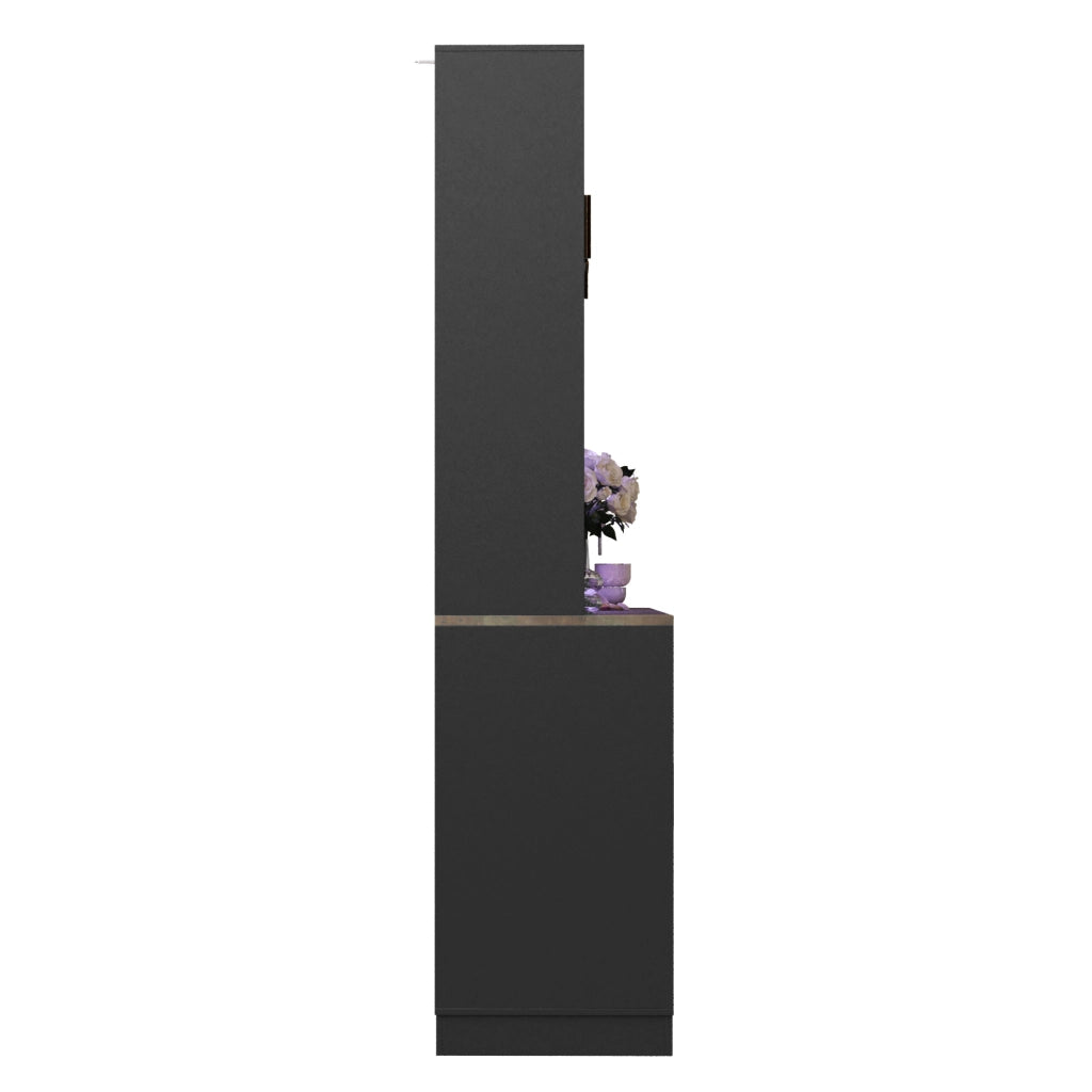Credenza 120x36;3x180 cm con LED; prese e USB; 6 ante; MDF nero